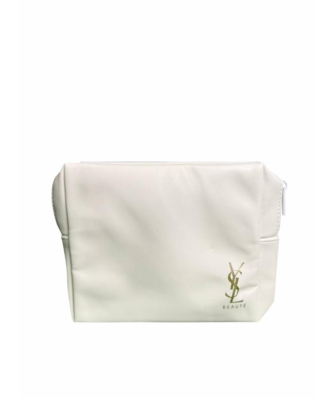 SAINT LAURENT Белая кожаная косметичка, фото 1