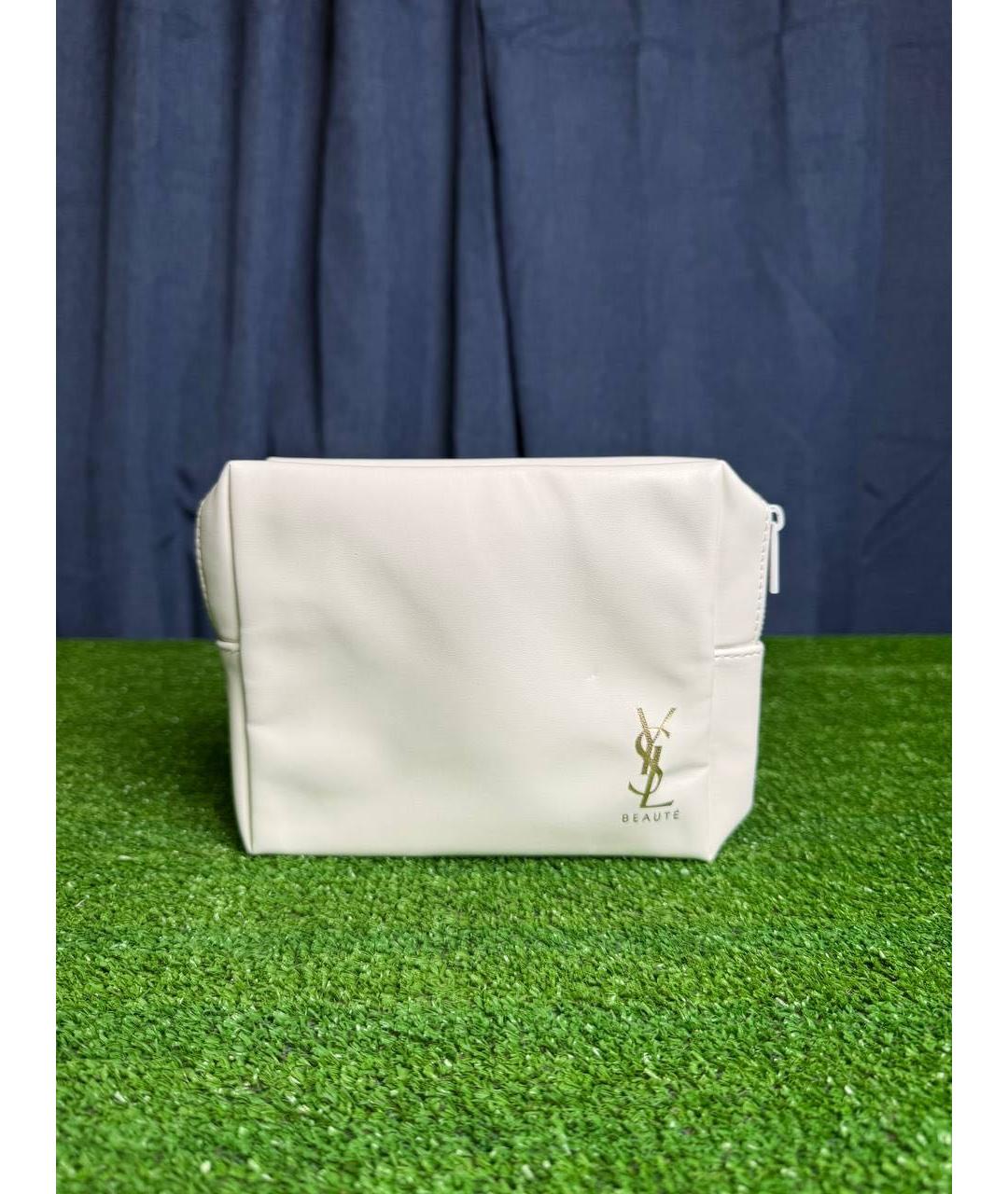 SAINT LAURENT Белая кожаная косметичка, фото 2