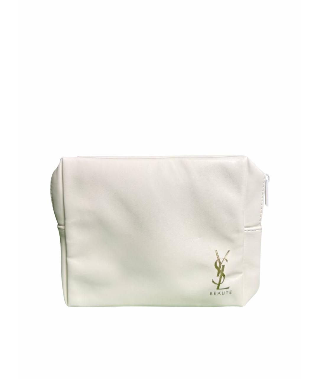 SAINT LAURENT Белая кожаная косметичка, фото 7