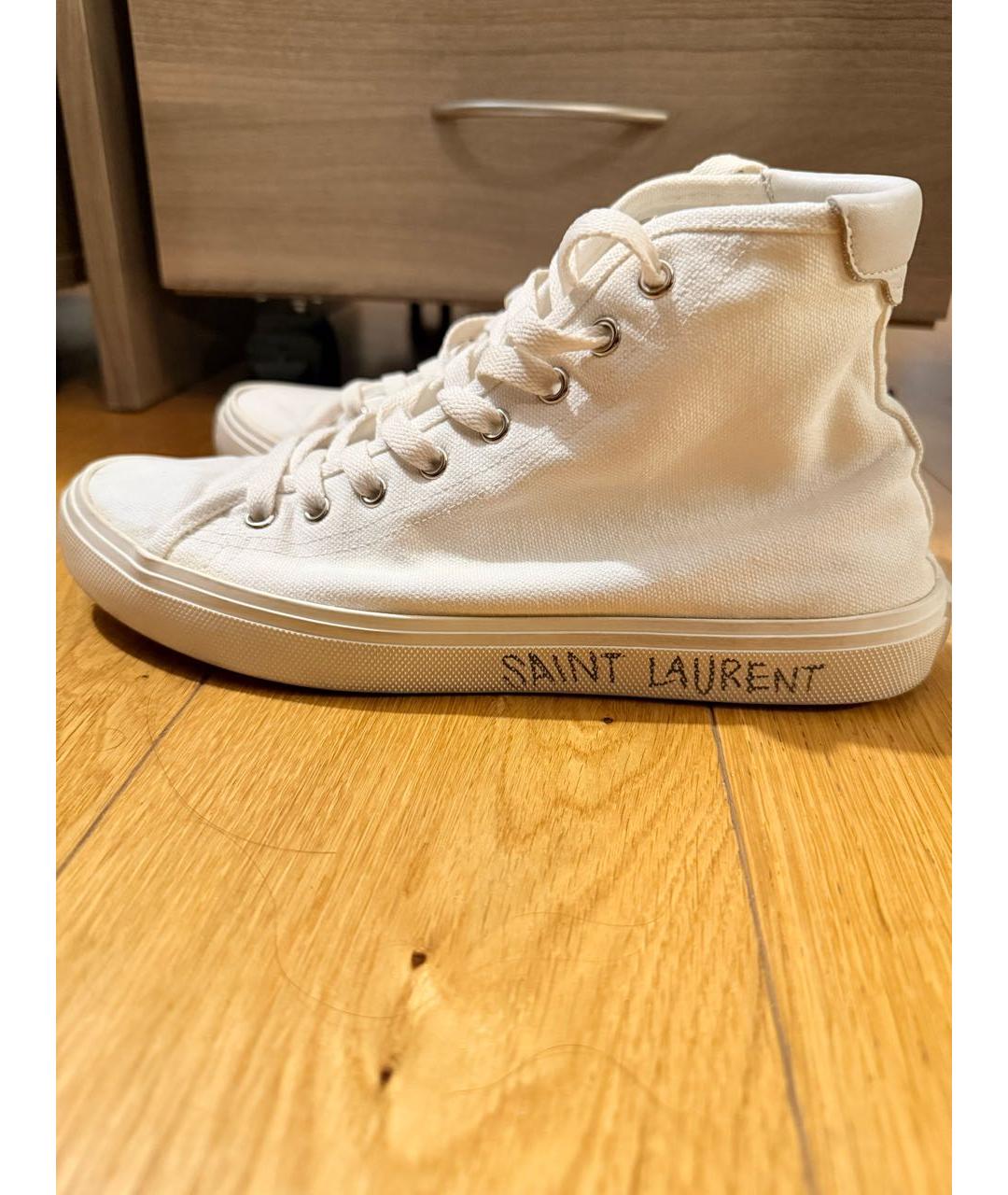 SAINT LAURENT Белые текстильные кеды, фото 2