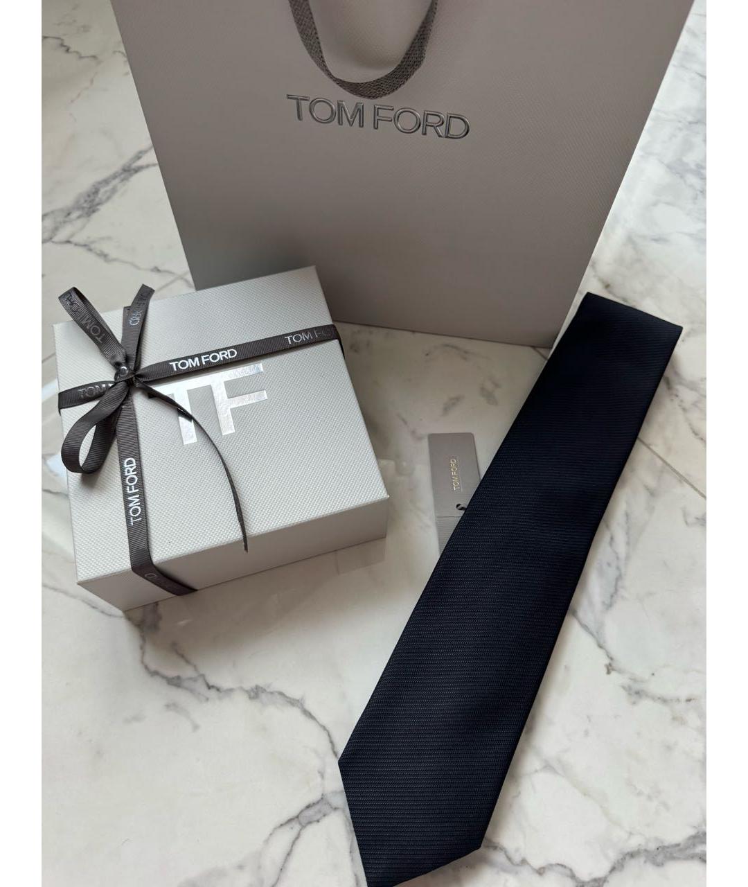 TOM FORD Темно-синий шелковый галстук, фото 4