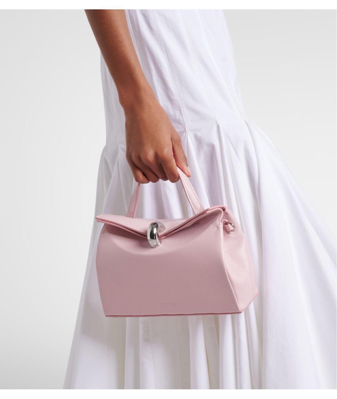 JACQUEMUS Розовая кожаная сумка с короткими ручками, фото 4