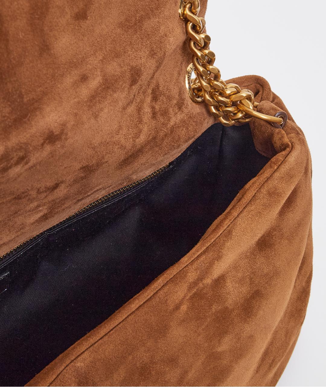 SAINT LAURENT Коричневая замшевая сумка через плечо, фото 6
