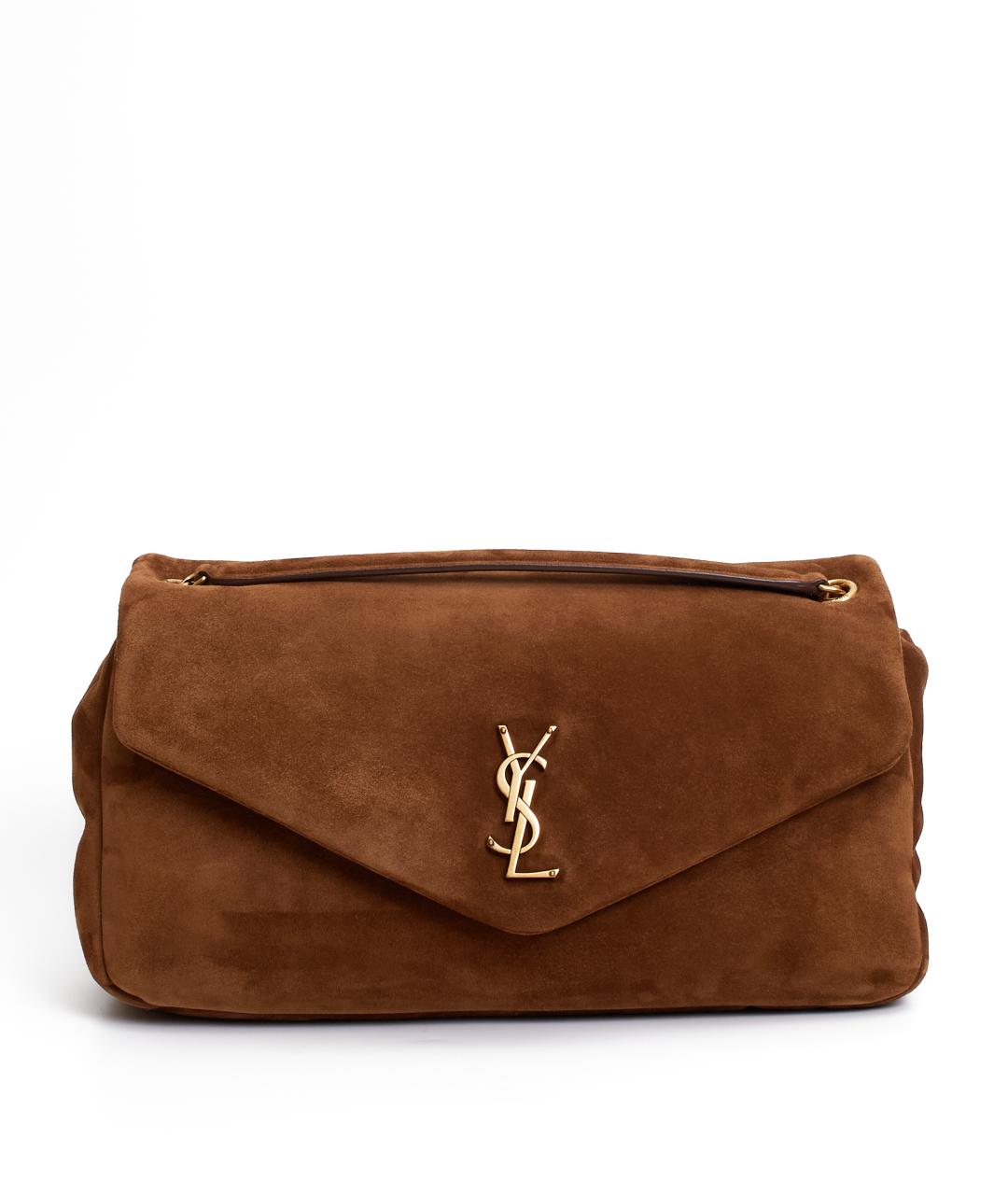 SAINT LAURENT Коричневая замшевая сумка через плечо, фото 8