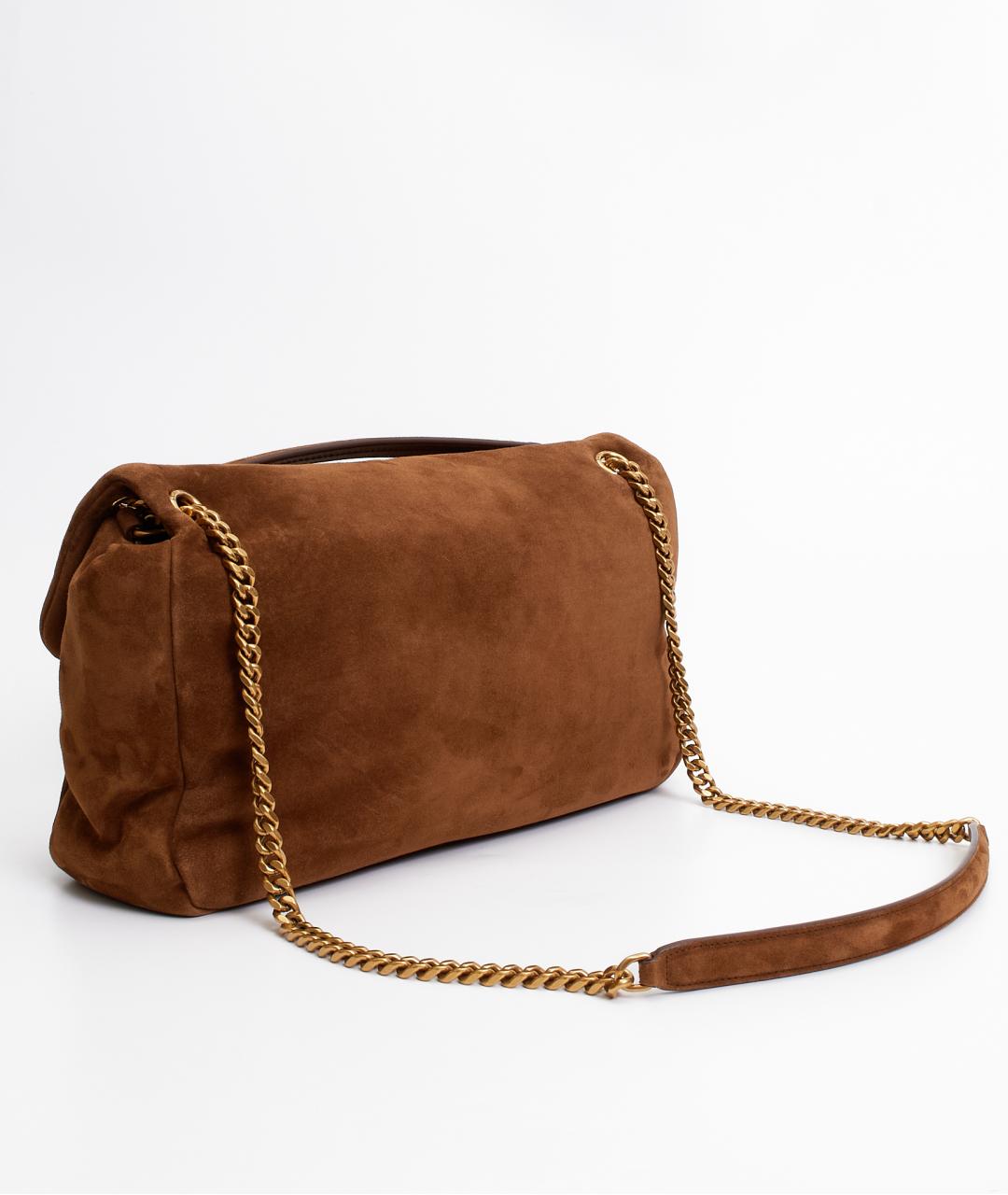 SAINT LAURENT Коричневая замшевая сумка через плечо, фото 4