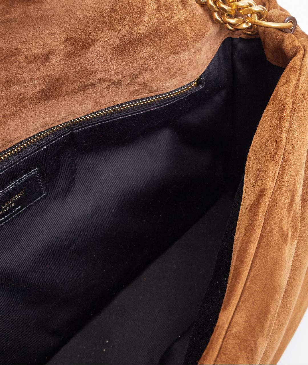 SAINT LAURENT Коричневая замшевая сумка через плечо, фото 7