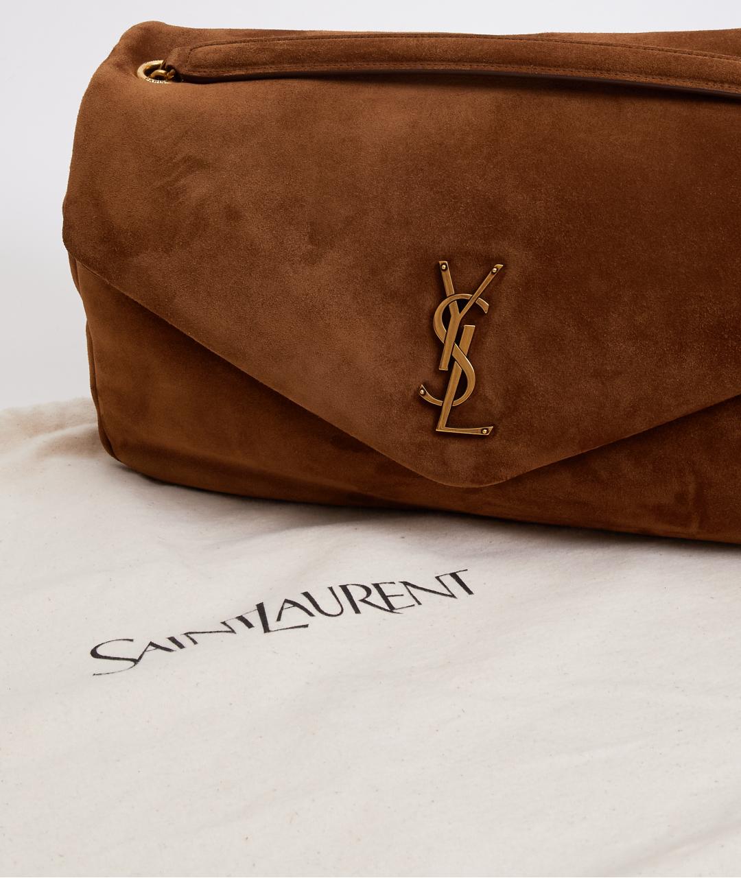 SAINT LAURENT Коричневая замшевая сумка через плечо, фото 5