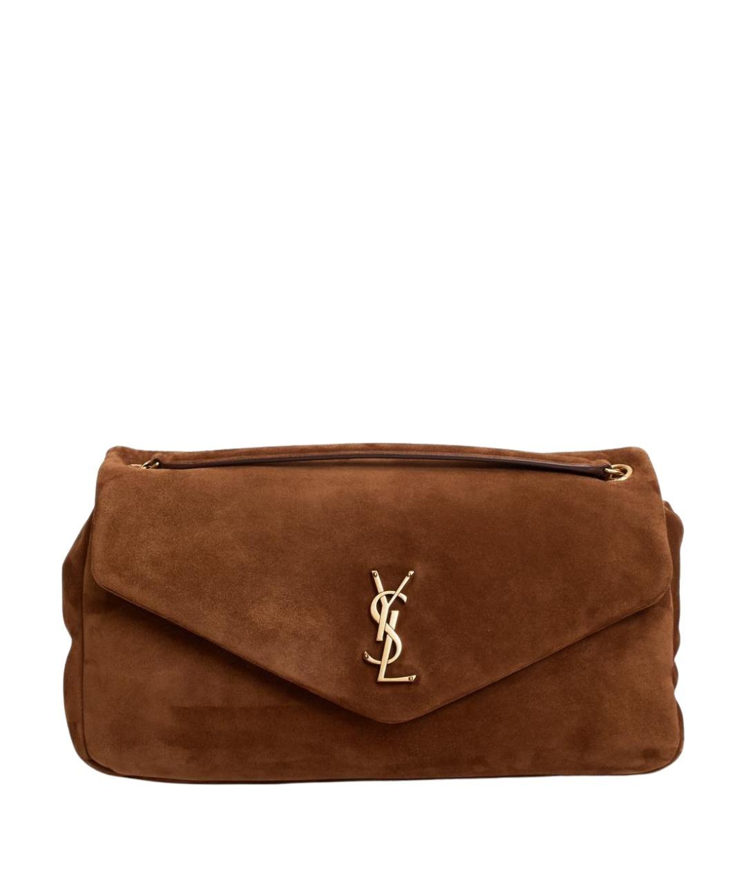 SAINT LAURENT Коричневая замшевая сумка через плечо, фото 1