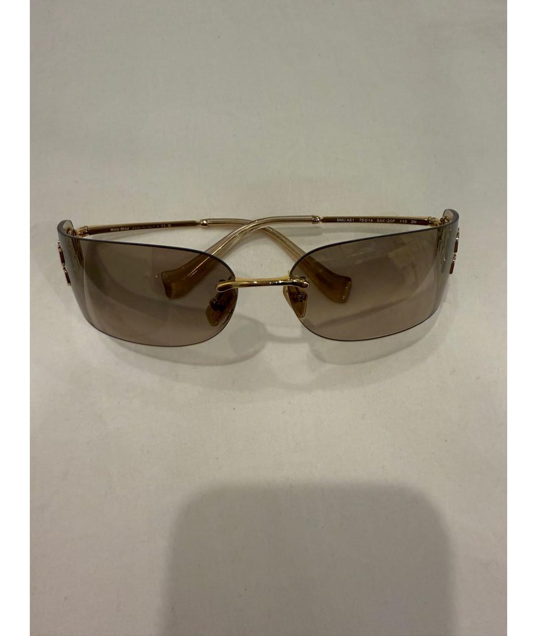 MIU MIU Коричневые металлические солнцезащитные очки, фото 8