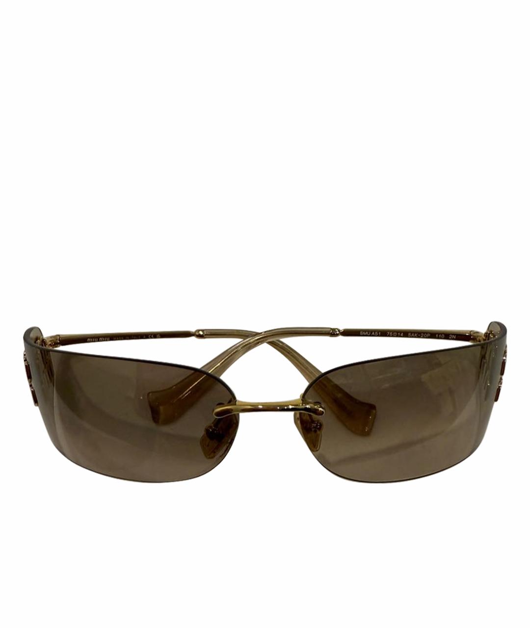 MIU MIU Коричневые металлические солнцезащитные очки, фото 1