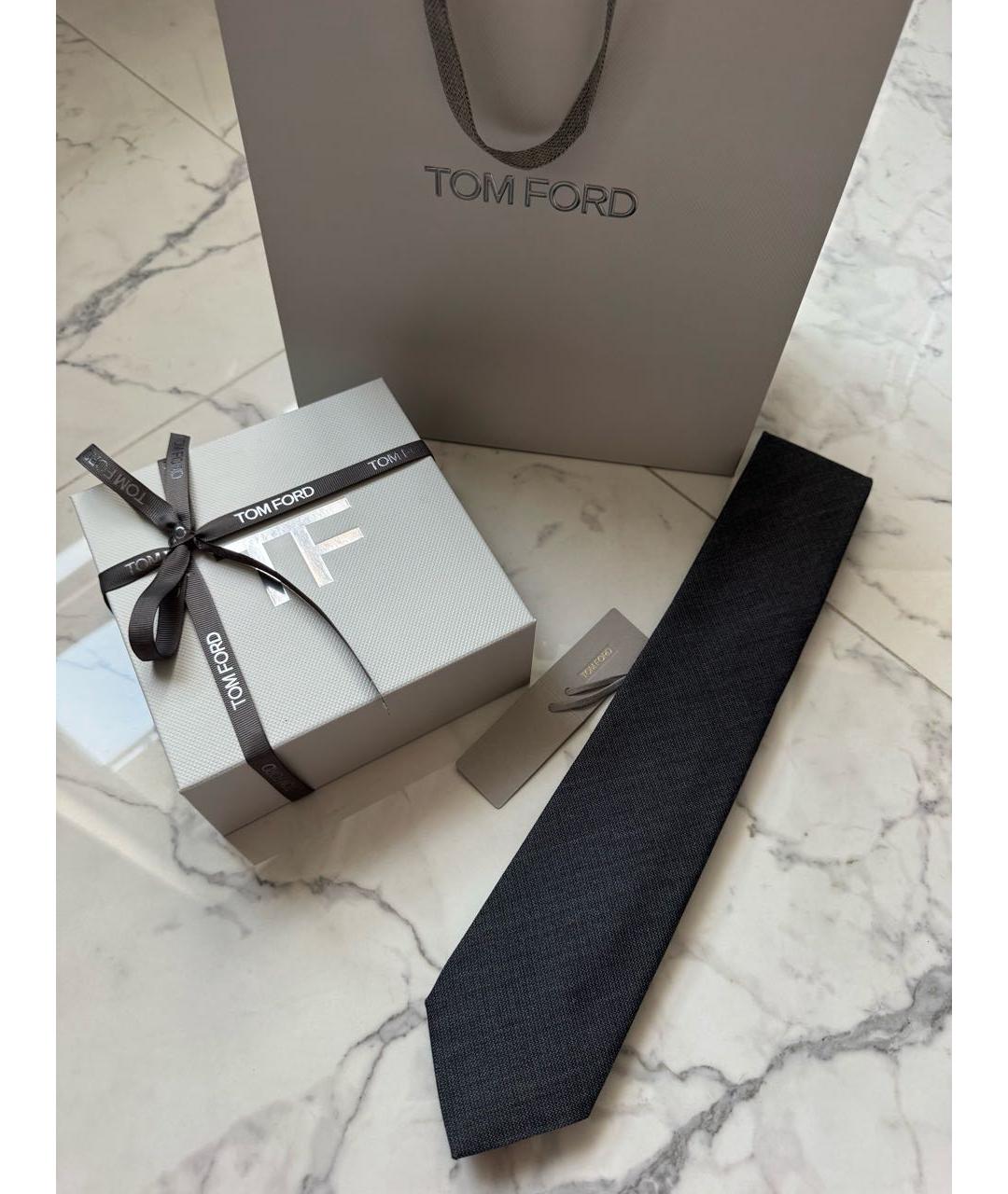 TOM FORD Антрацитовый шелковый галстук, фото 6
