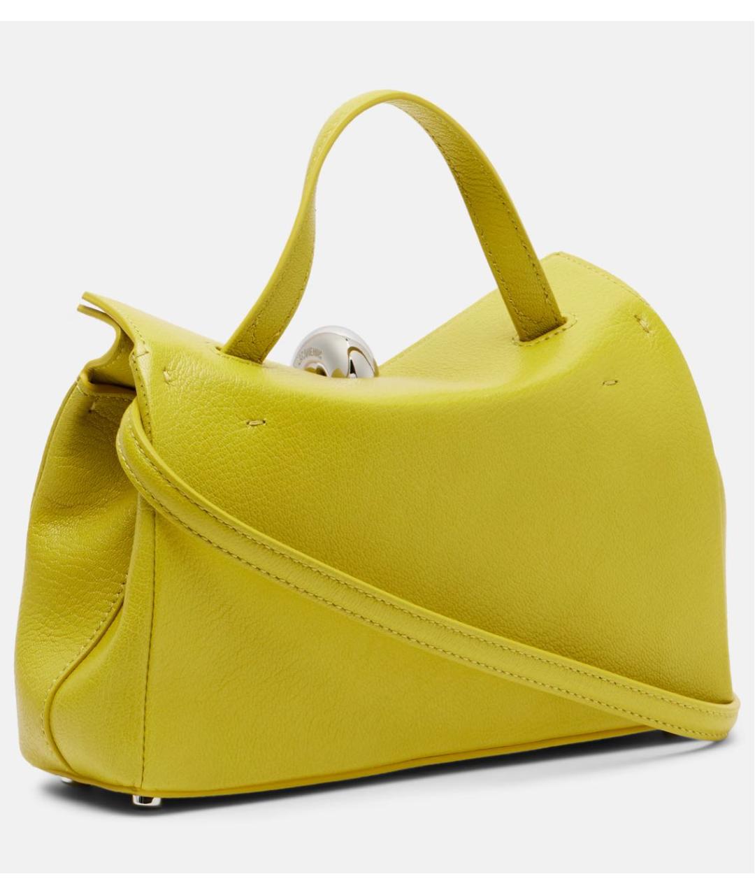 JACQUEMUS Желтая кожаная сумка с короткими ручками, фото 2
