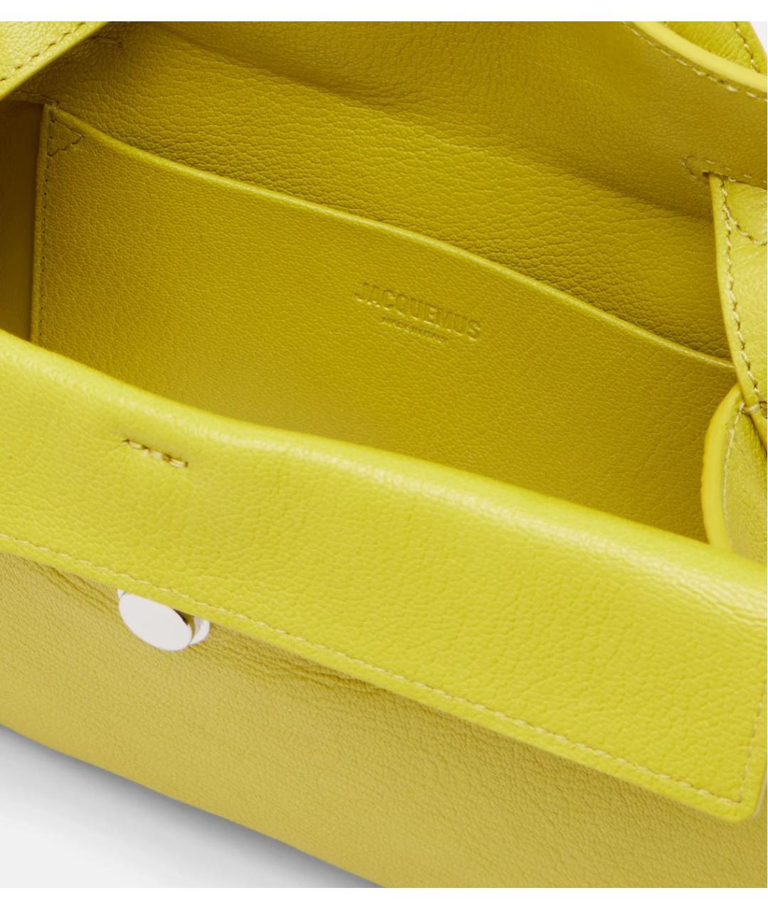 JACQUEMUS Желтая кожаная сумка с короткими ручками, фото 3