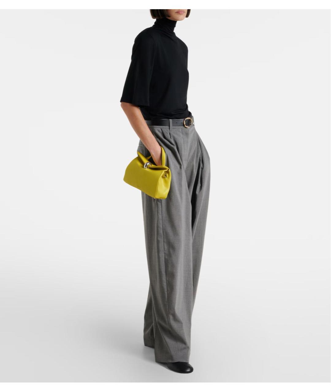 JACQUEMUS Желтая кожаная сумка с короткими ручками, фото 6