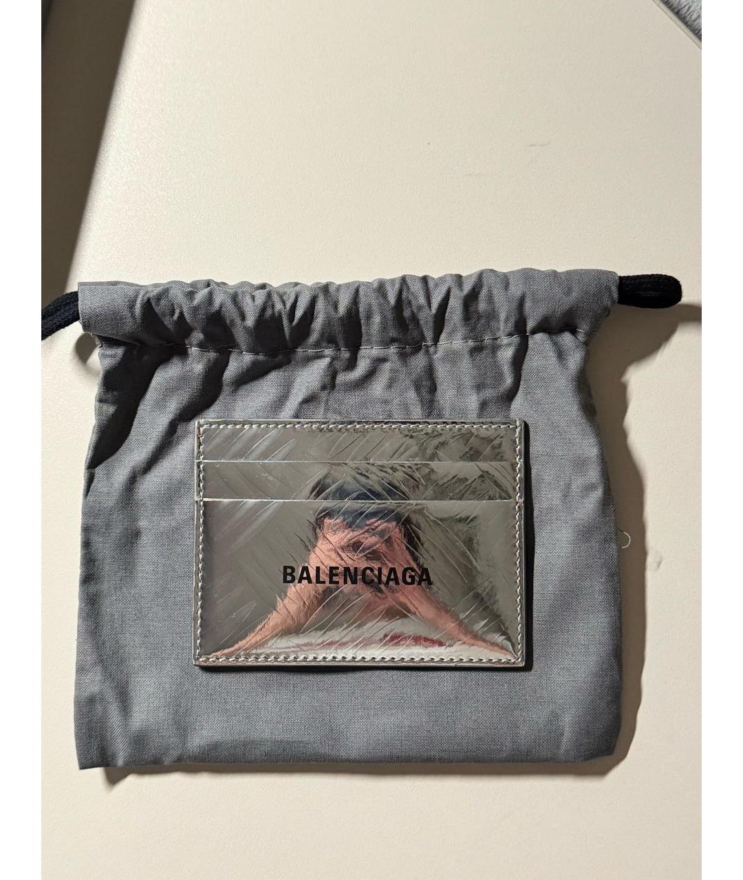 BALENCIAGA Серебрянный кожаный кардхолдер, фото 4