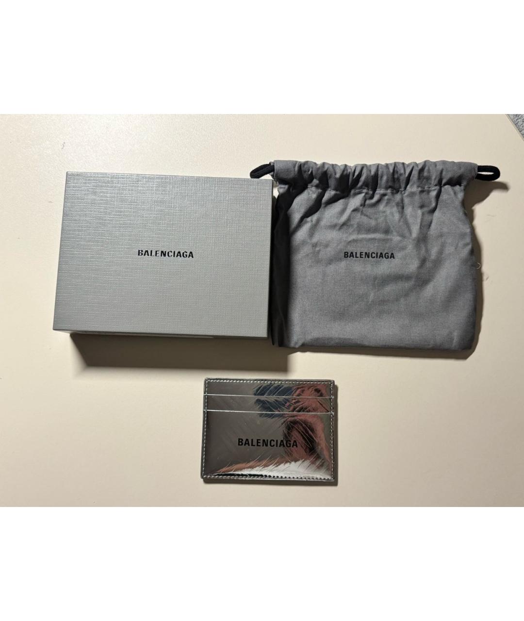 BALENCIAGA Серебрянный кожаный кардхолдер, фото 2