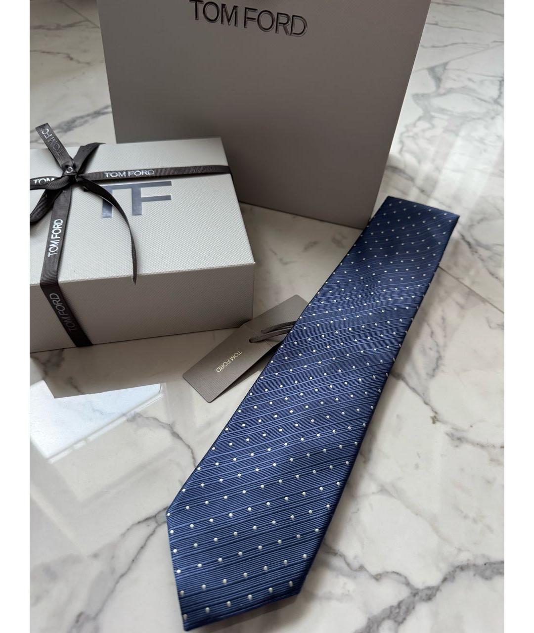 TOM FORD Темно-синий шелковый галстук, фото 6