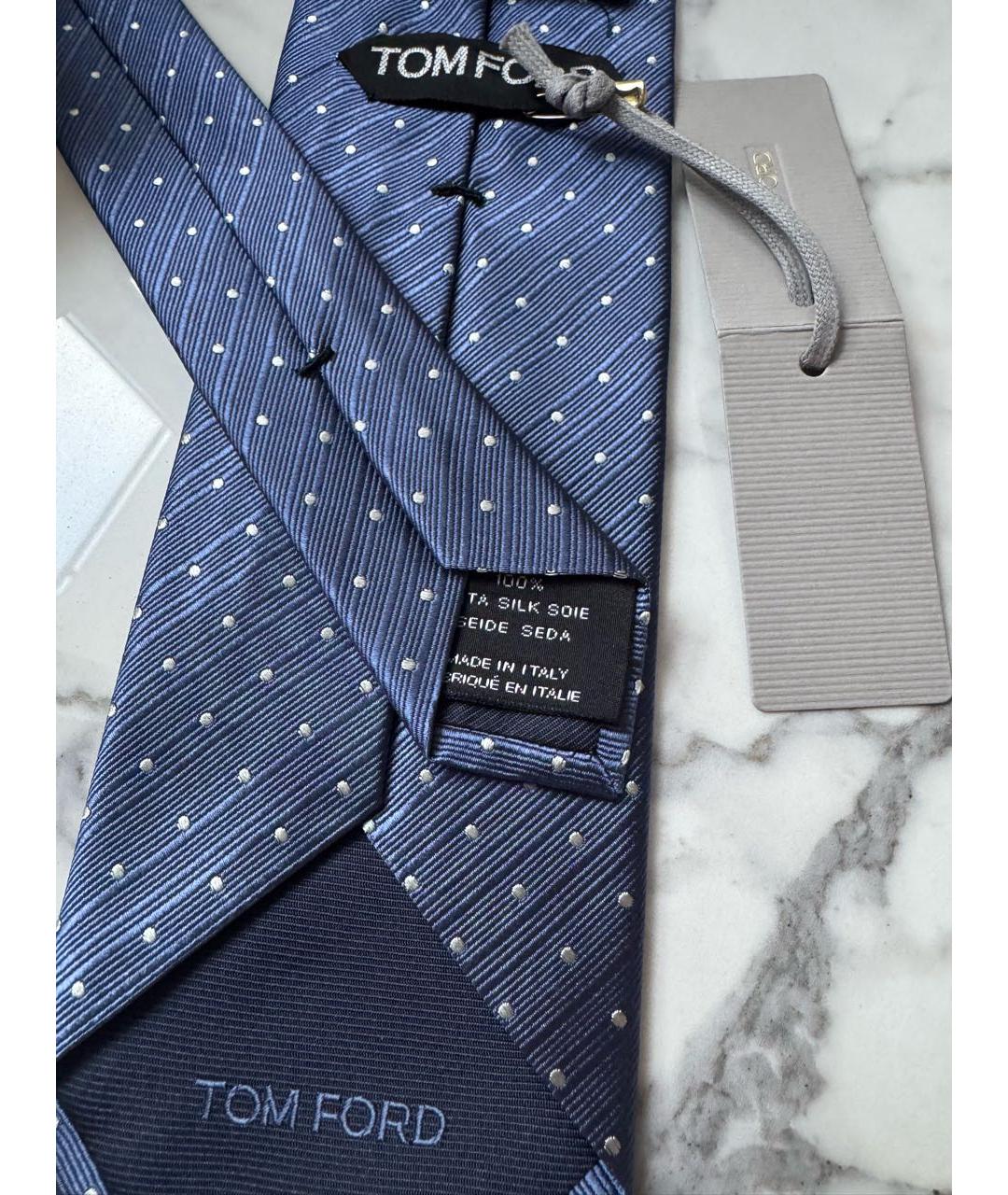 TOM FORD Темно-синий шелковый галстук, фото 4