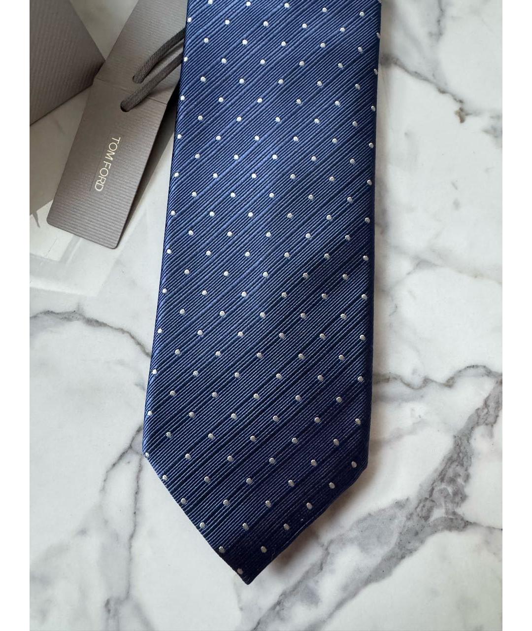 TOM FORD Темно-синий шелковый галстук, фото 3