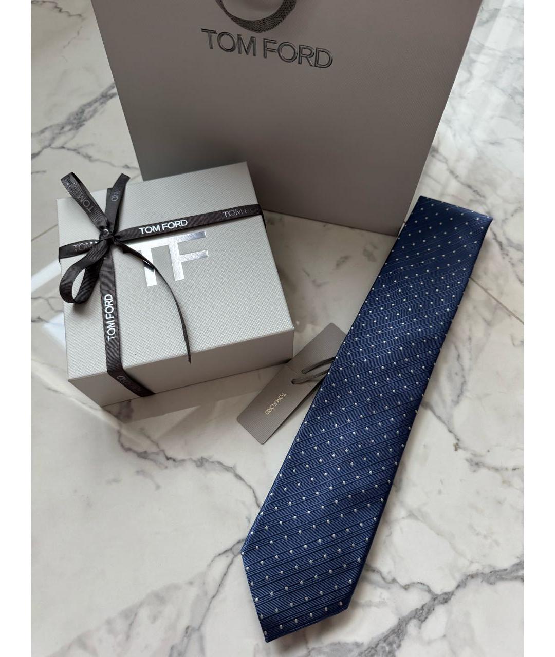 TOM FORD Темно-синий шелковый галстук, фото 7