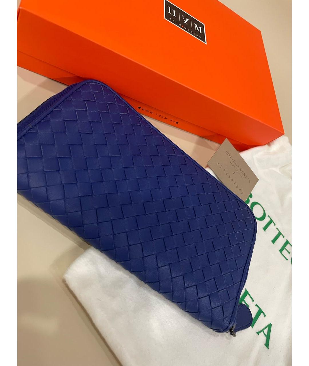 BOTTEGA VENETA Синий кожаный кошелек, фото 2