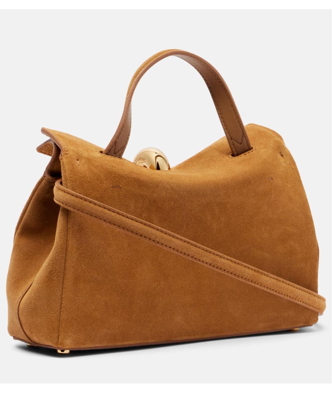 JACQUEMUS Коричневая замшевая сумка с короткими ручками, фото 2