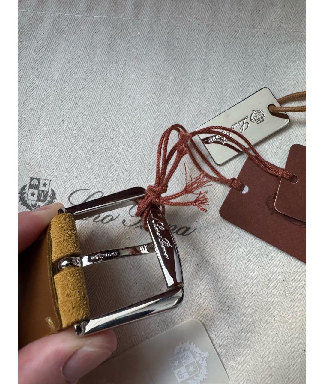 LORO PIANA Горчичный замшевый ремень, фото 7