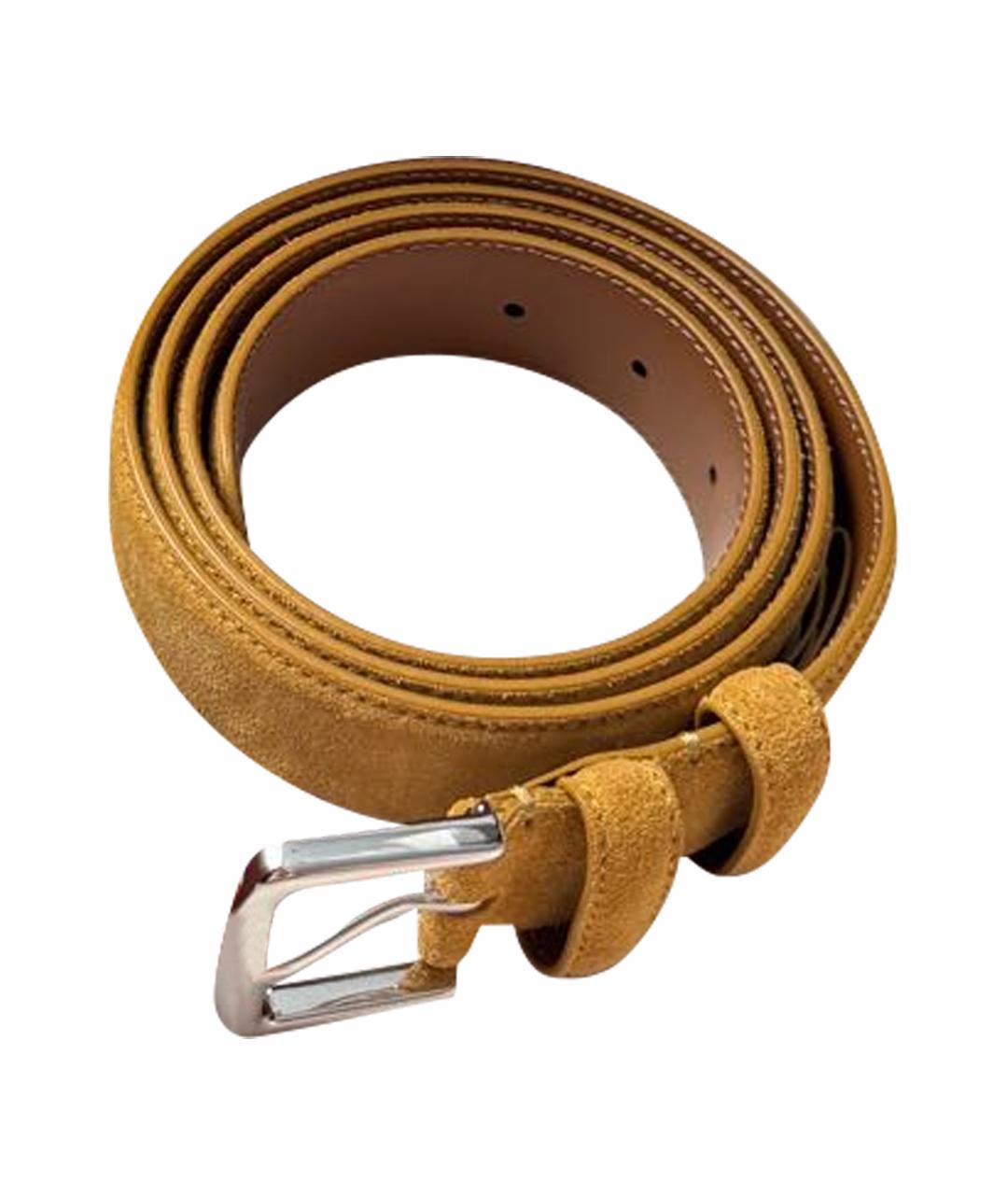 LORO PIANA Горчичный замшевый ремень, фото 1