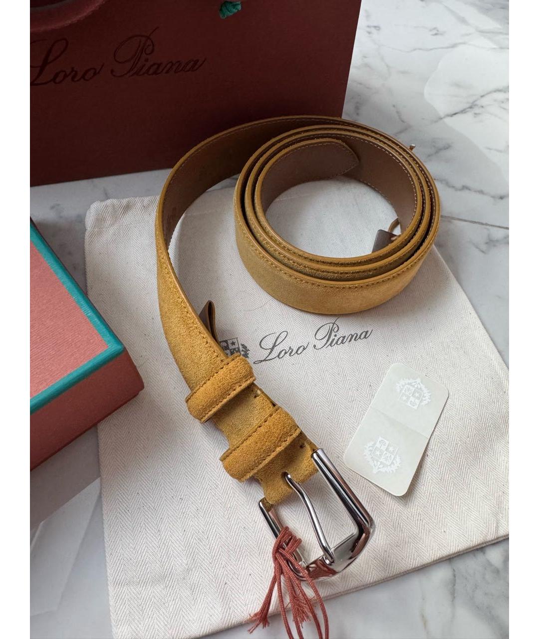 LORO PIANA Горчичный замшевый ремень, фото 2