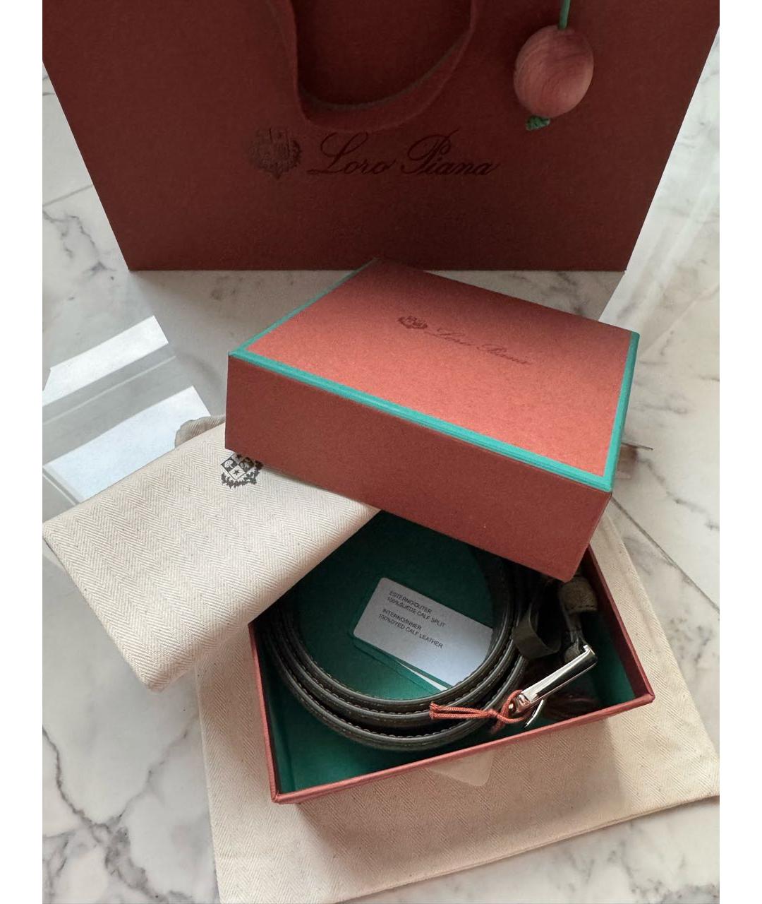 LORO PIANA Хаки замшевый ремень, фото 8