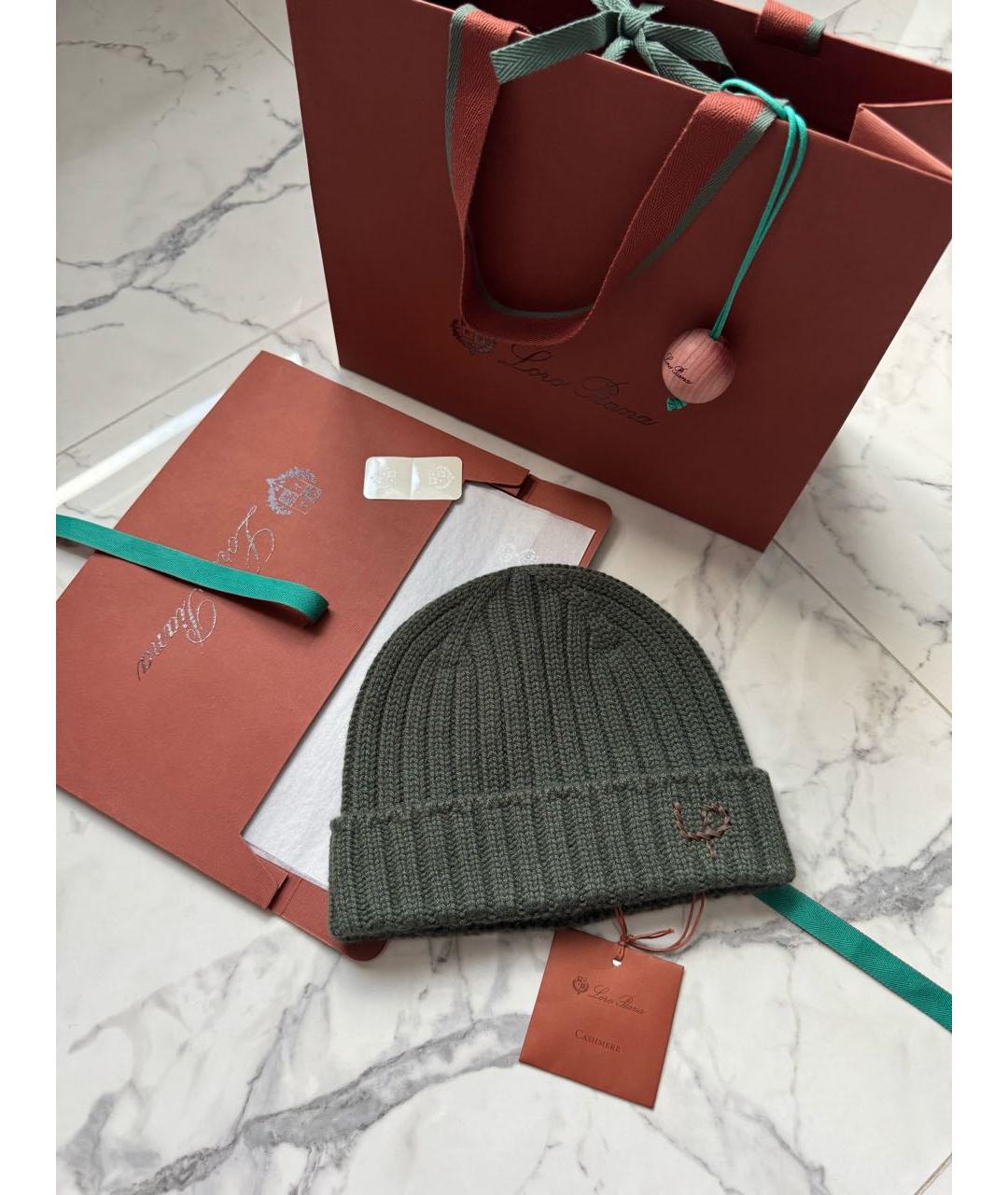 LORO PIANA Зеленая кашемировая шапка, фото 2