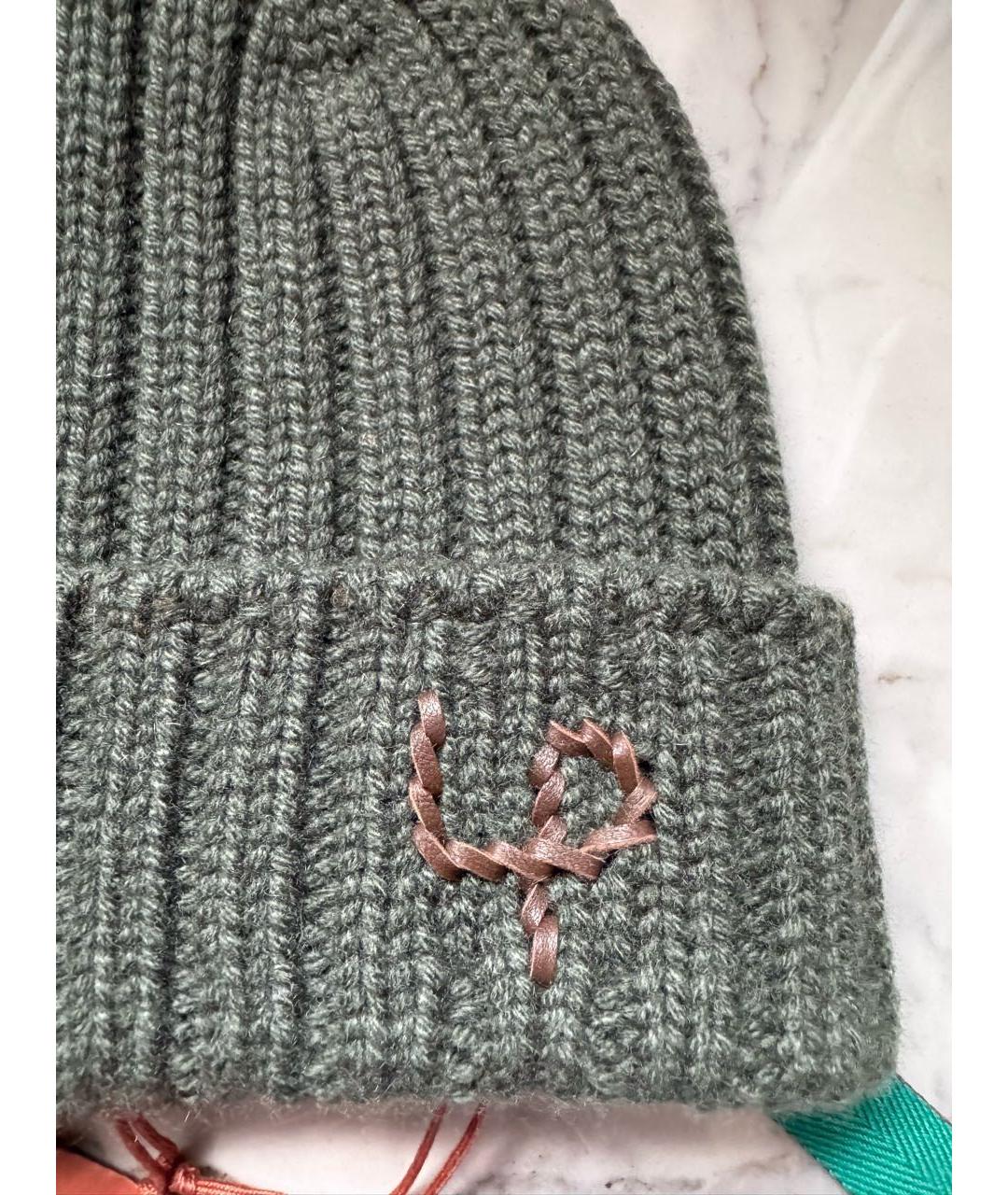 LORO PIANA Зеленая кашемировая шапка, фото 4