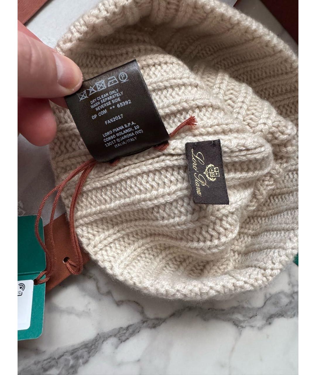LORO PIANA Бежевая кашемировая шапка, фото 6