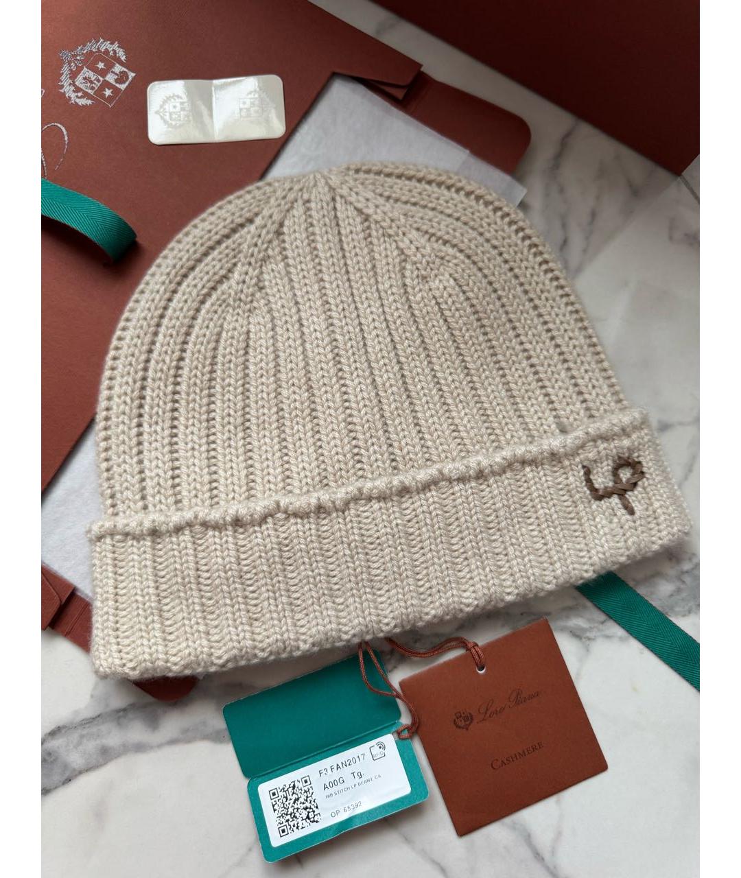 LORO PIANA Бежевая кашемировая шапка, фото 3