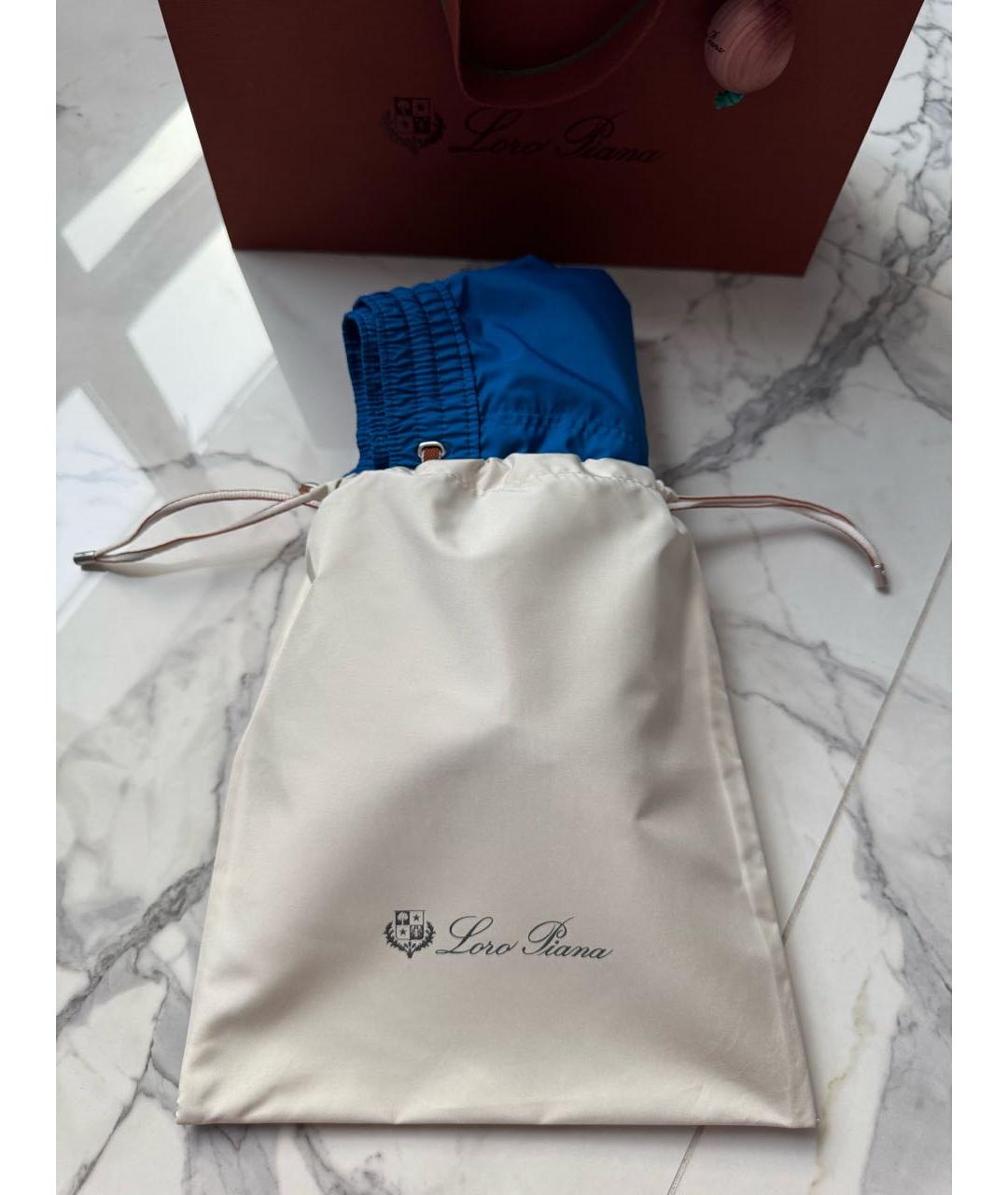 LORO PIANA Синие полиэстеровые шорты, фото 5