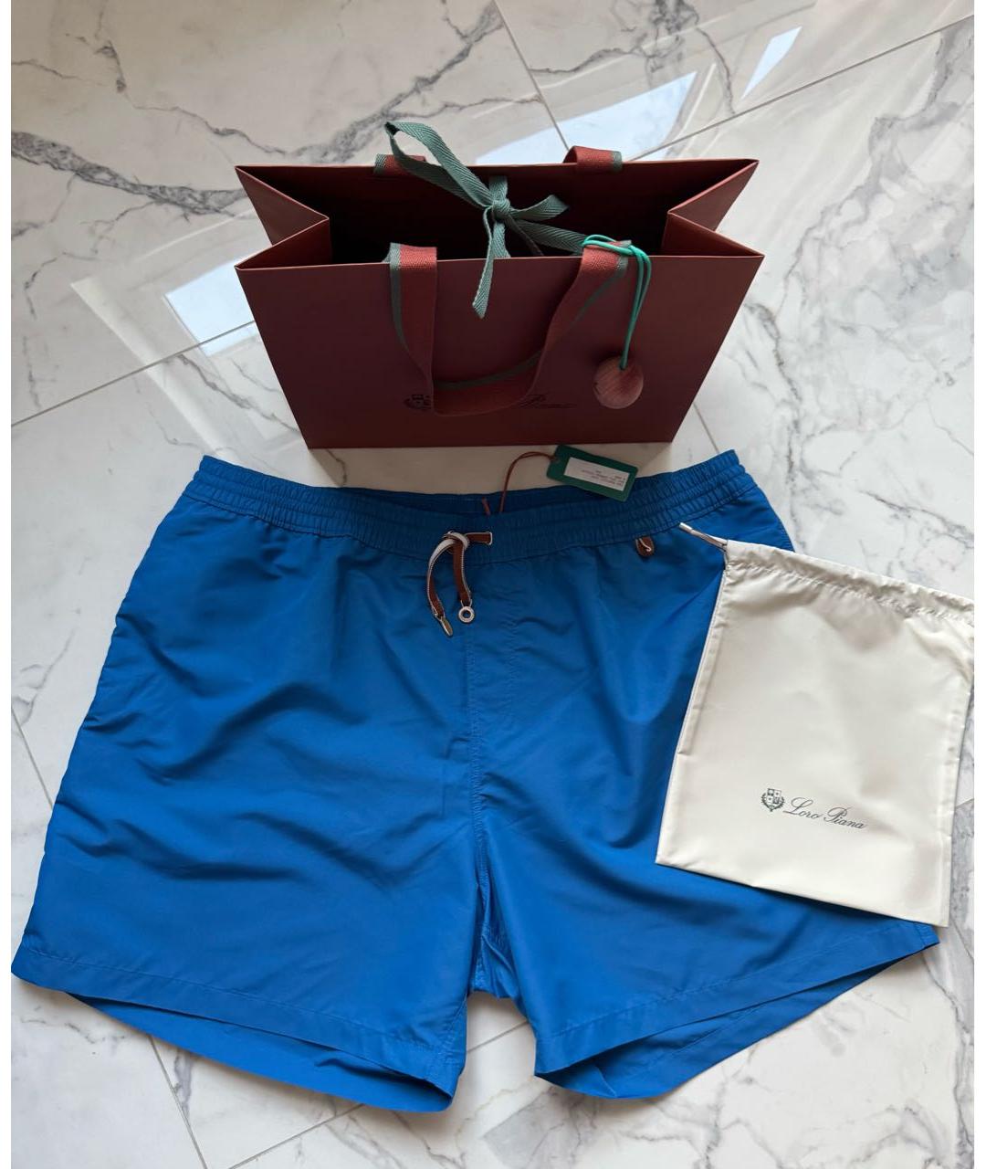 LORO PIANA Синие полиэстеровые шорты, фото 9