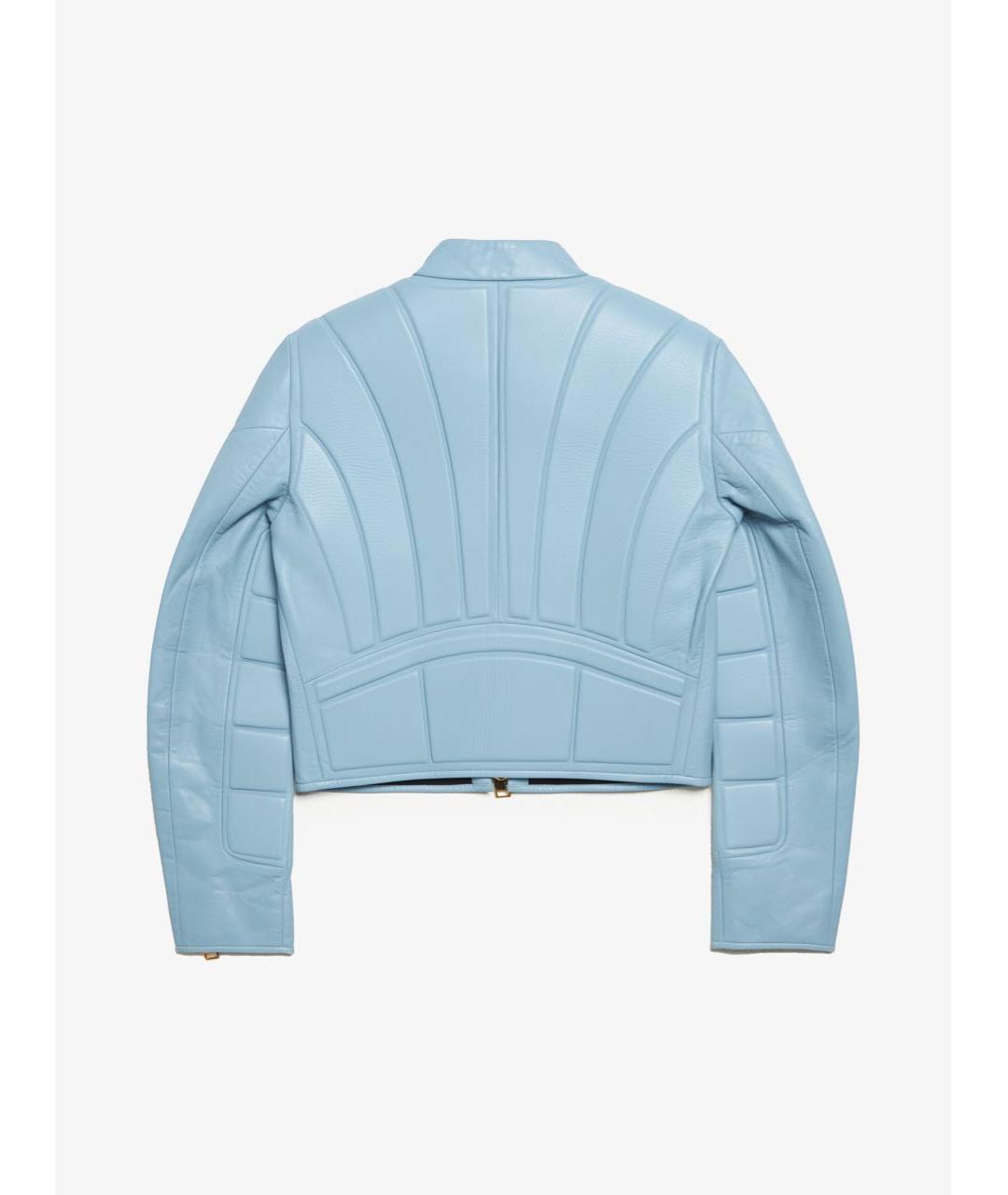 BOTTEGA VENETA Голубая кожаная куртка, фото 2