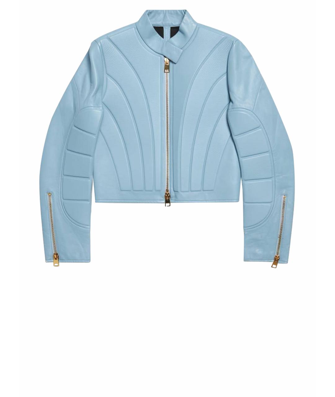 BOTTEGA VENETA Голубая кожаная куртка, фото 1