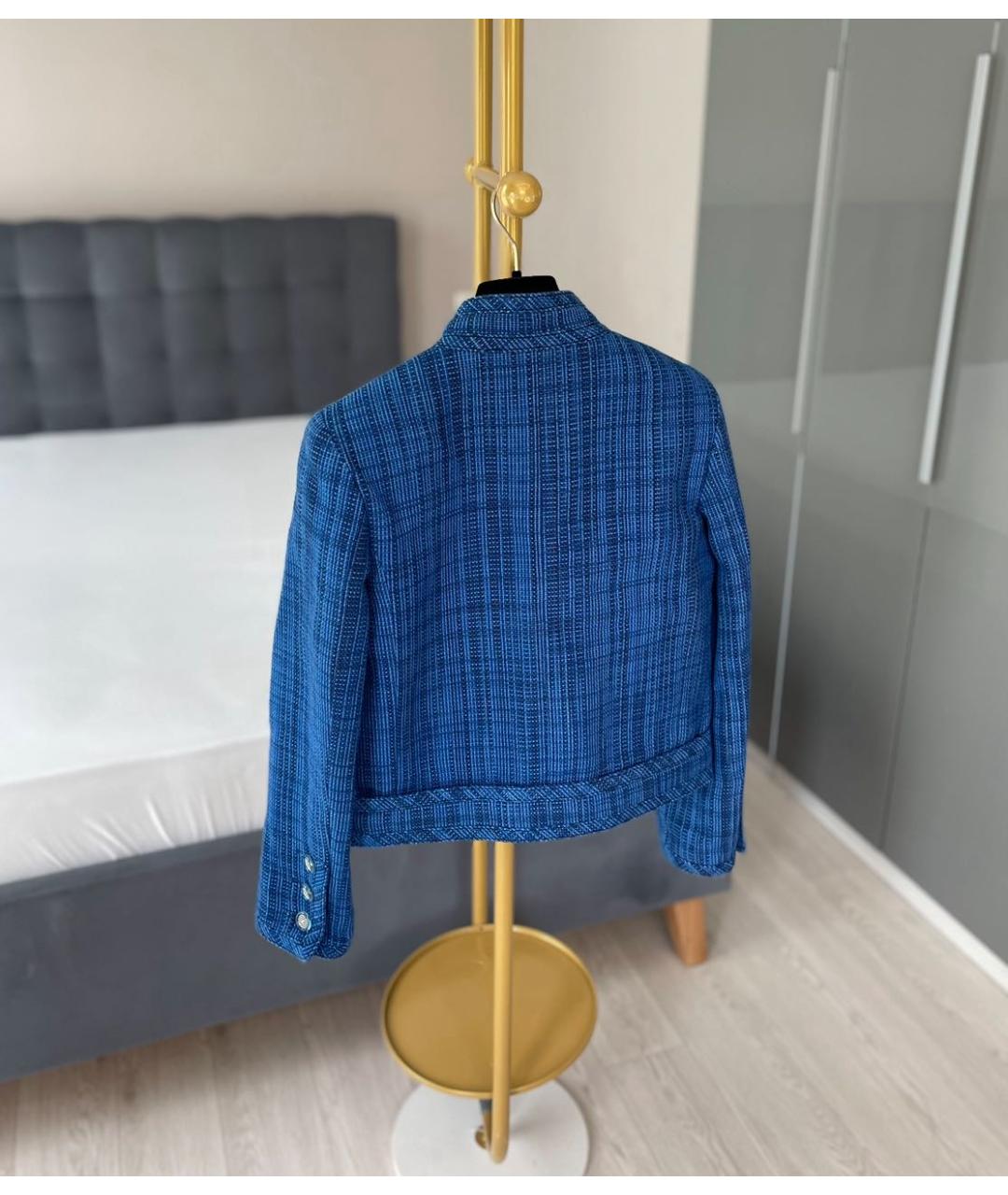 CHANEL Темно-синий твидовый жакет/пиджак, фото 3