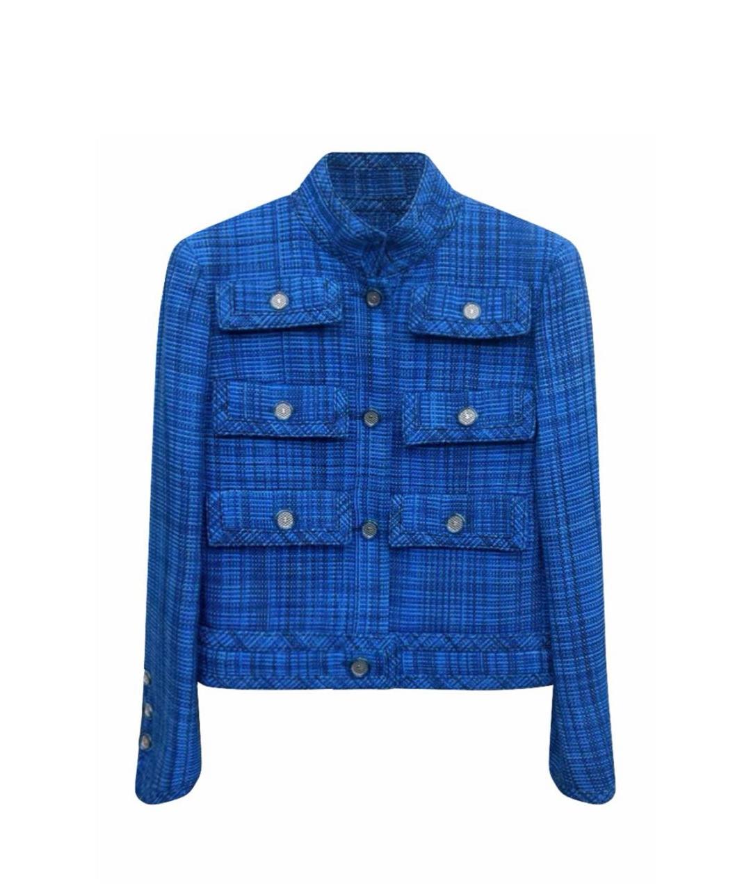 CHANEL Темно-синий твидовый жакет/пиджак, фото 4