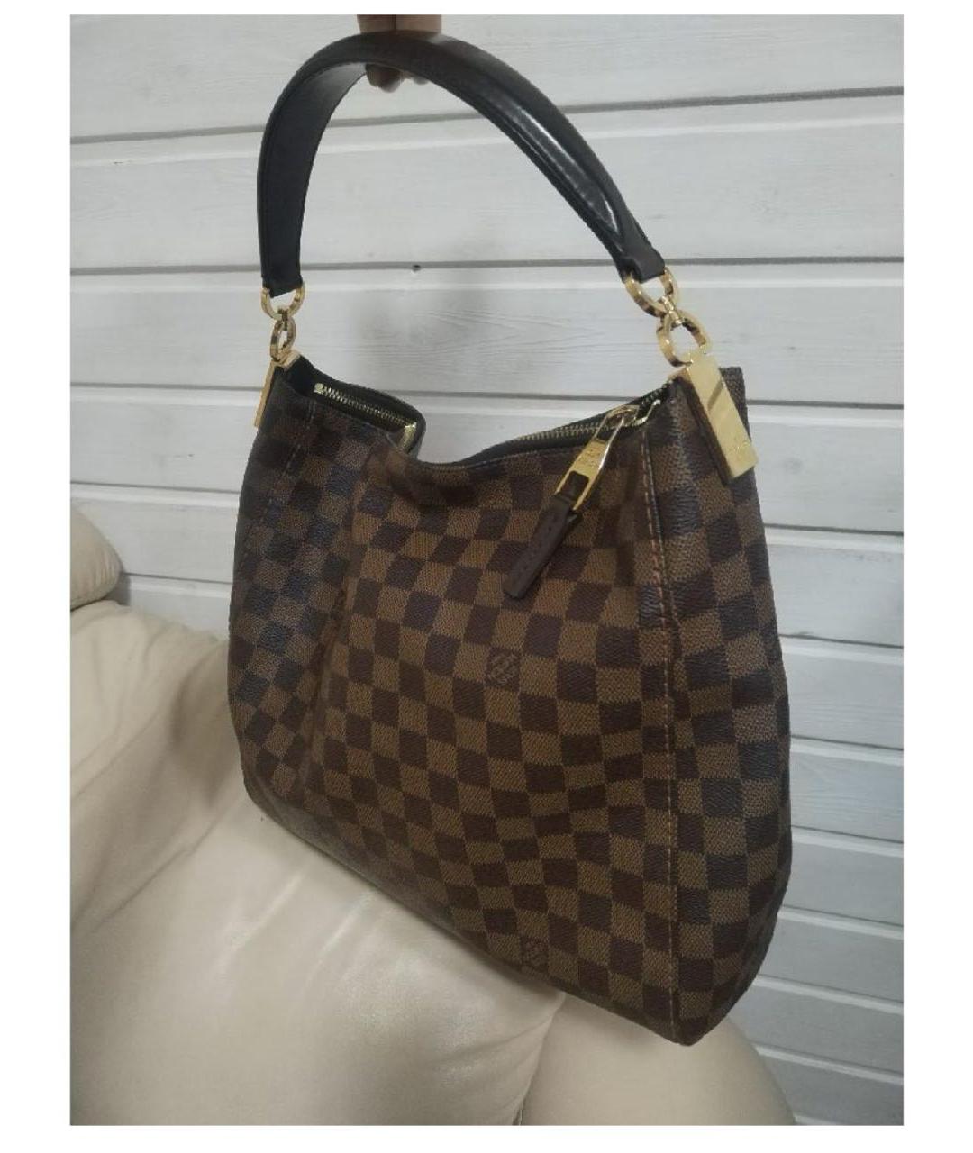 LOUIS VUITTON Коричневая кожаная сумка с короткими ручками, фото 2