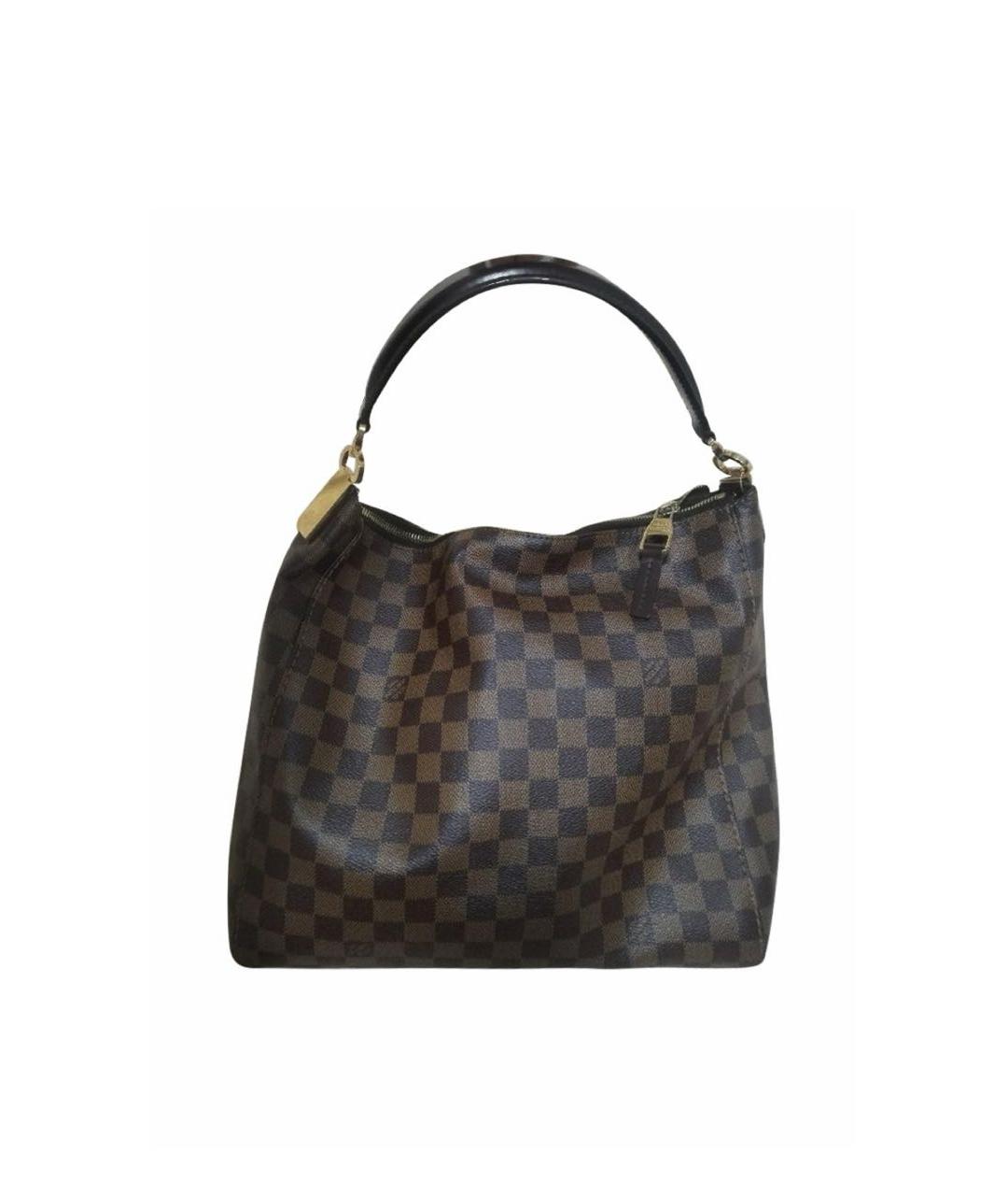 LOUIS VUITTON Коричневая кожаная сумка с короткими ручками, фото 6