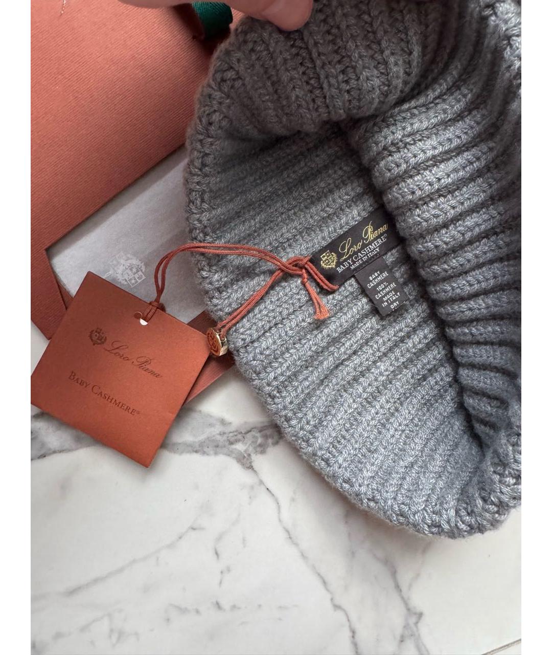 LORO PIANA Серая кашемировая шапка, фото 4