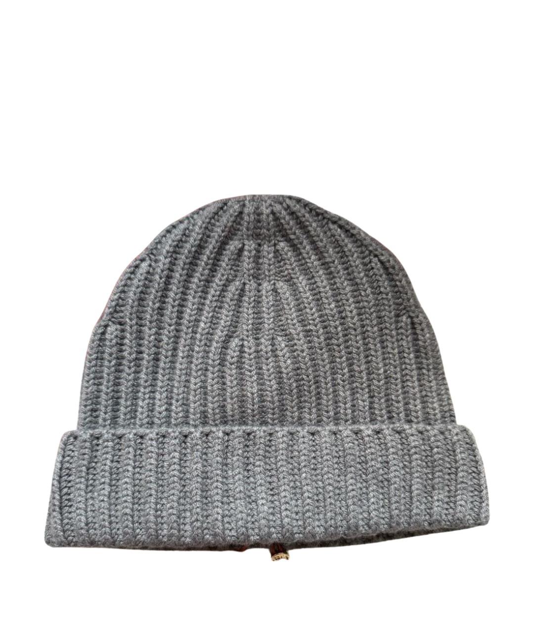 LORO PIANA Серая кашемировая шапка, фото 1