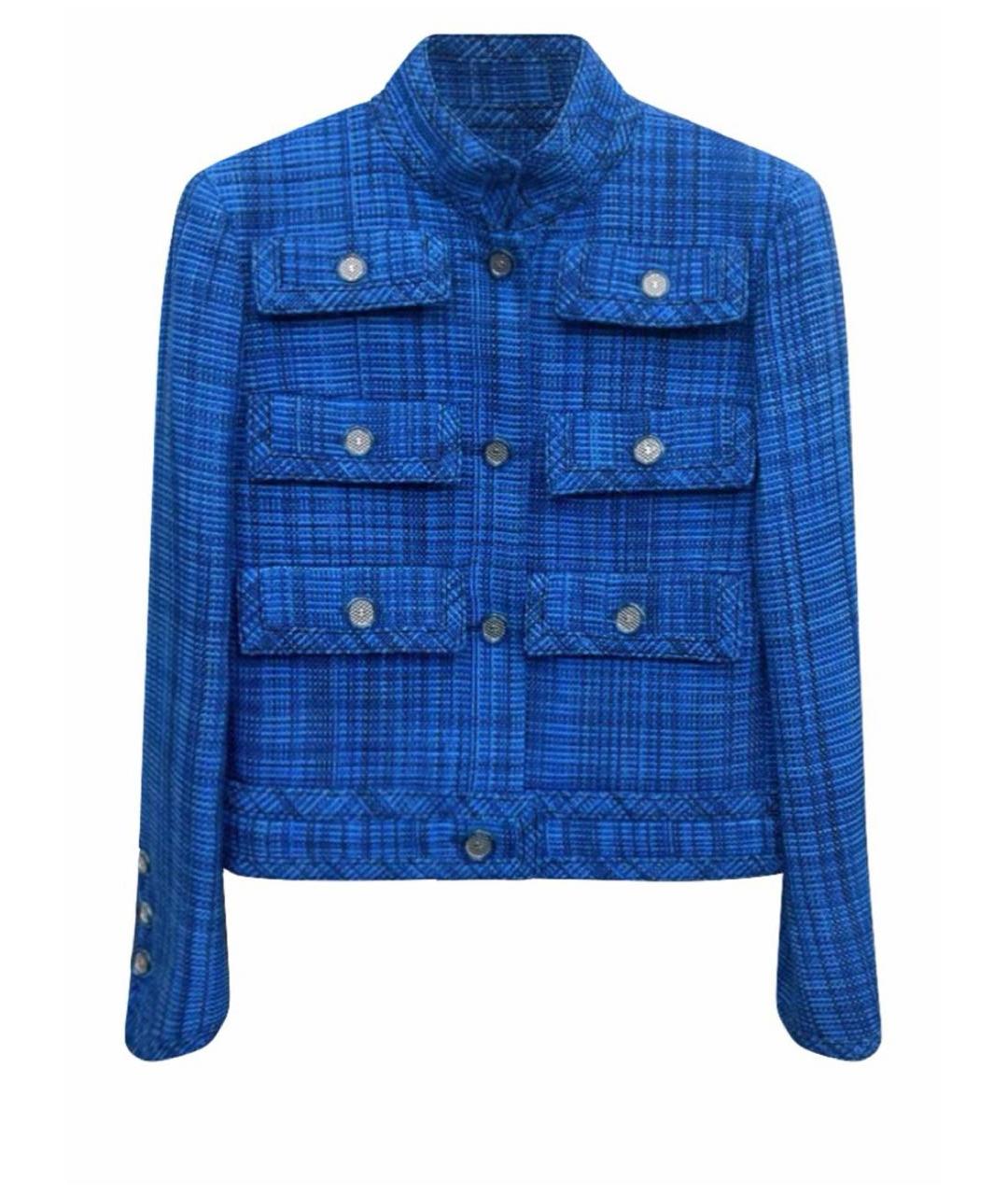 CHANEL Темно-синий твидовый жакет/пиджак, фото 4