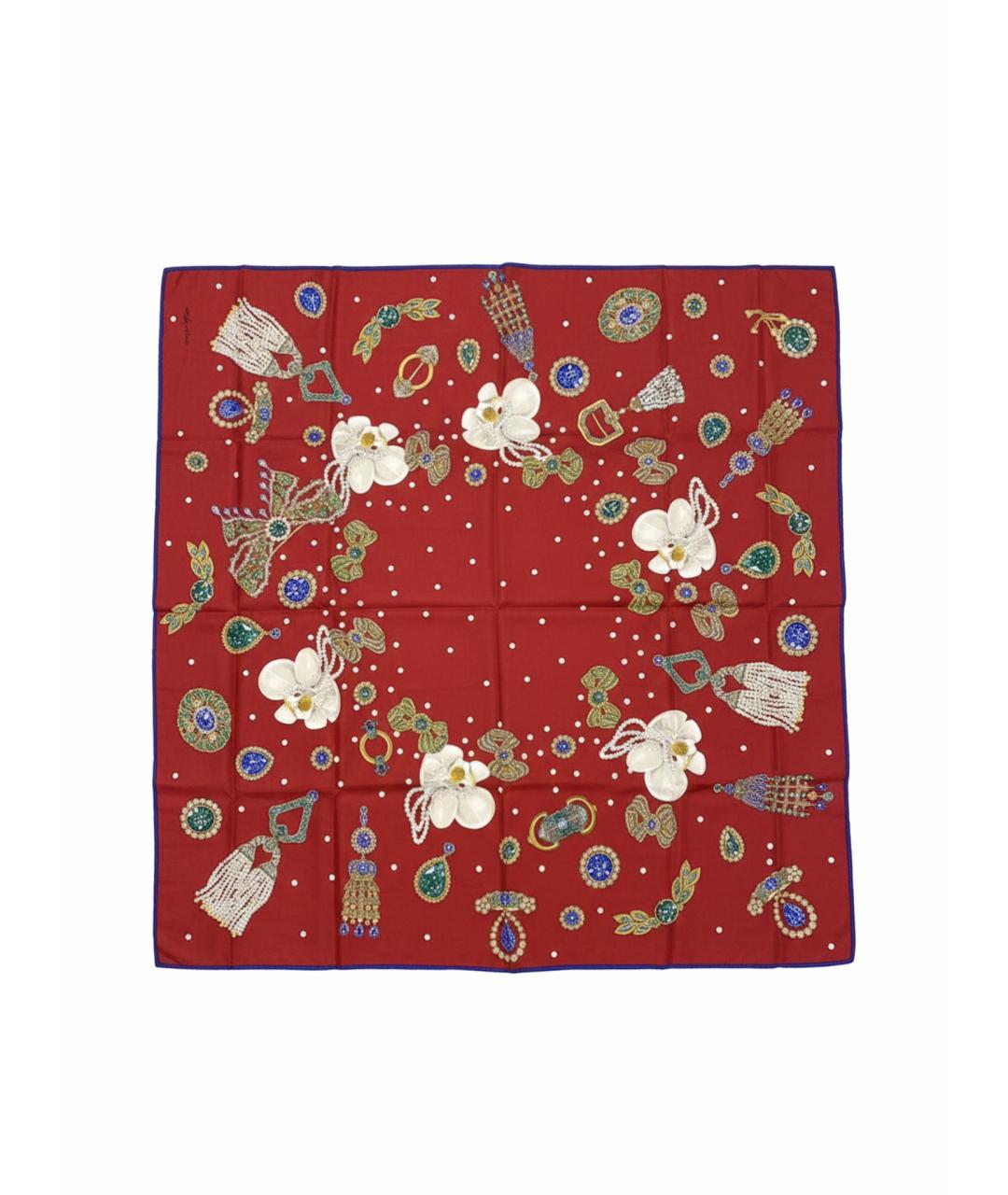 CARTIER Бордовый шелковый платок, фото 1