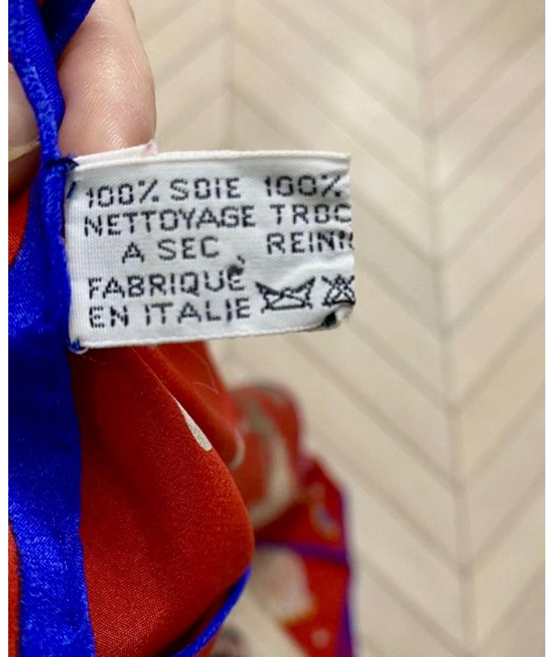 CARTIER Бордовый шелковый платок, фото 3