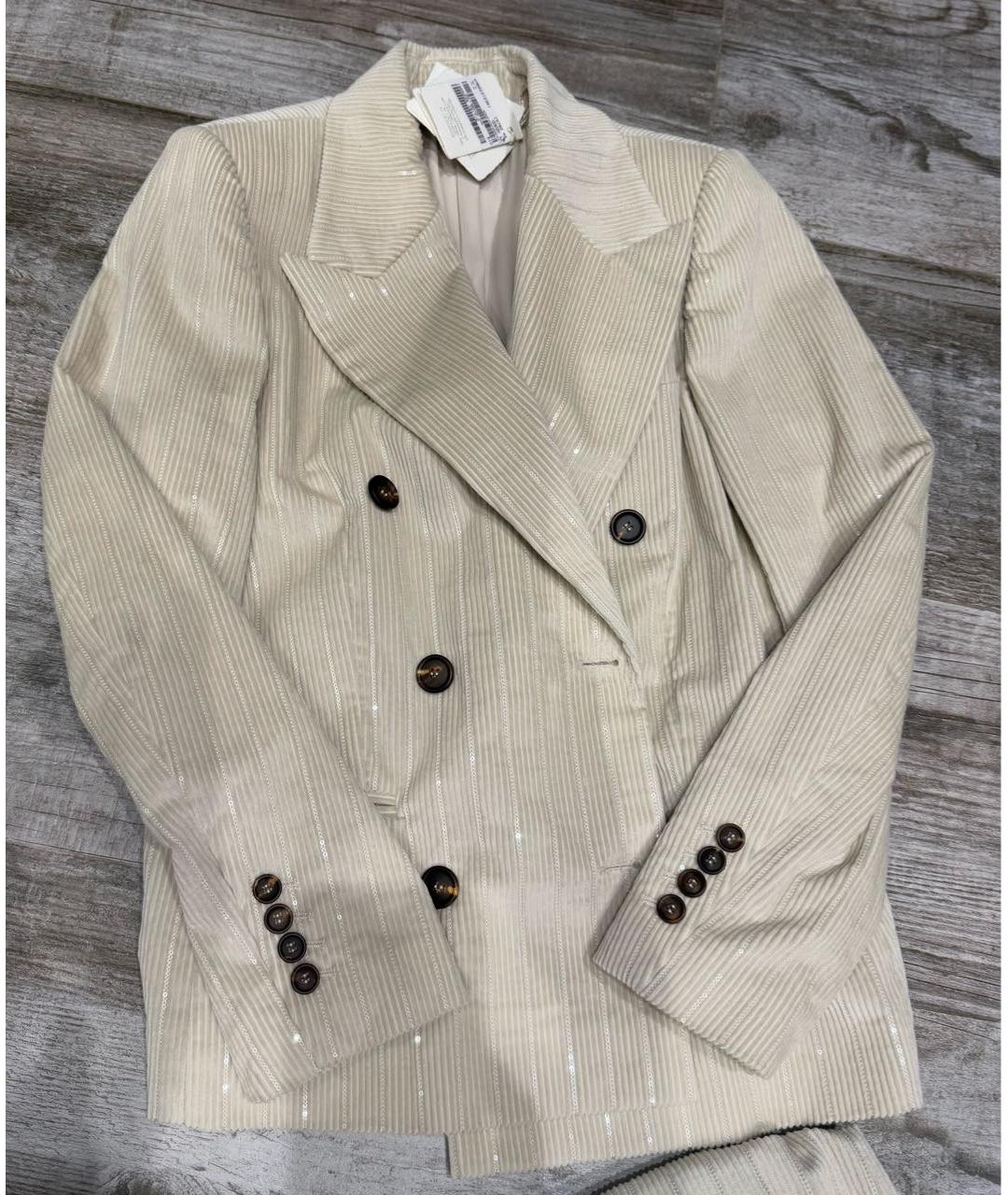 BRUNELLO CUCINELLI Бежевый хлопковый костюм с брюками, фото 7