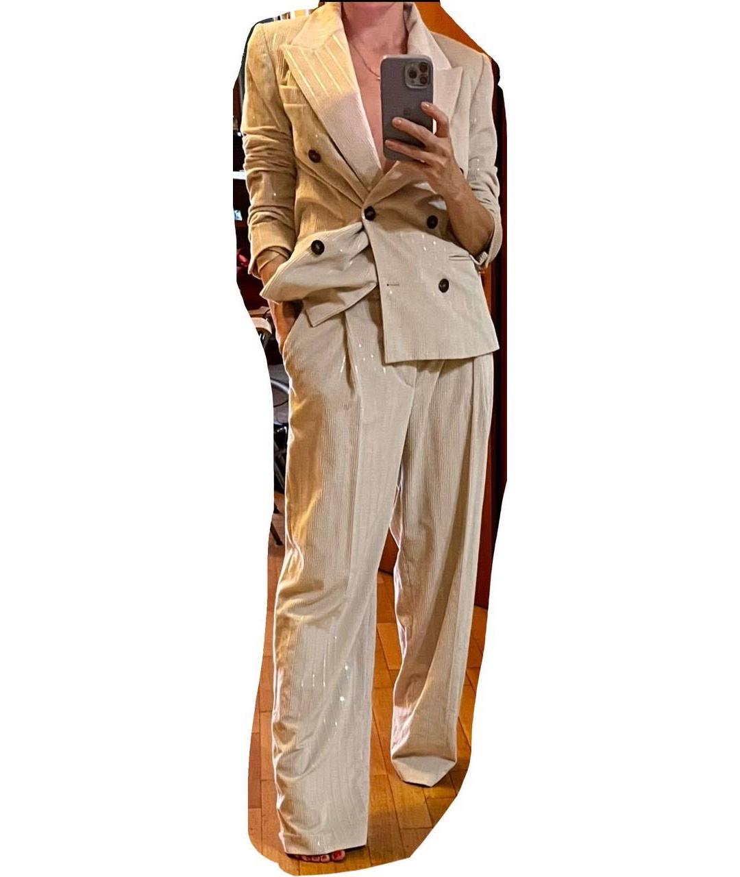 BRUNELLO CUCINELLI Бежевый хлопковый костюм с брюками, фото 5