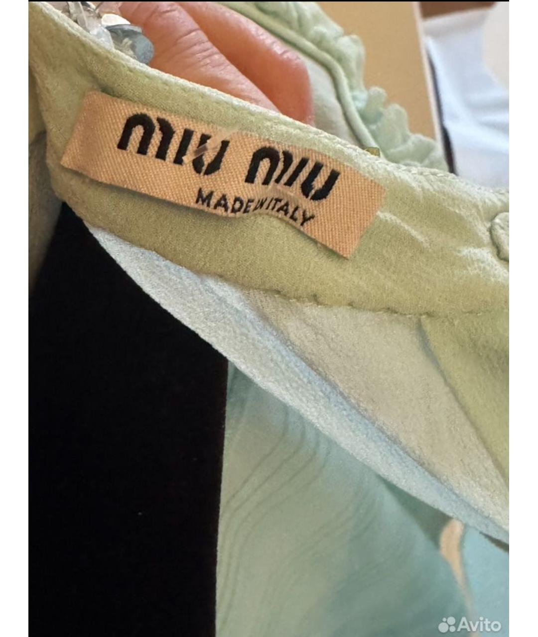 MIU MIU Бирюзовая шелковая блузы, фото 2